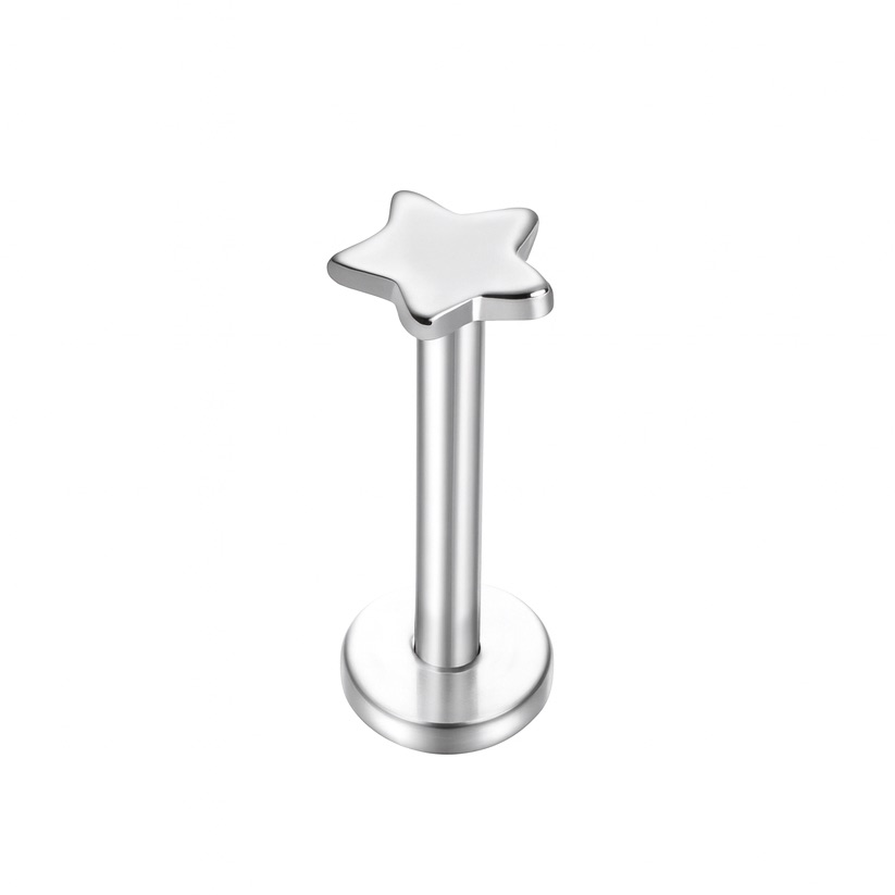 Stainless Steel Star Flat Back Labret Stud  Lip Monroe Madonna Medusa Jewelry